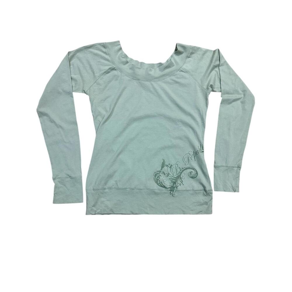 Light Green Long Sleeve Women's Top with Banana Republic Decorative Logo XS